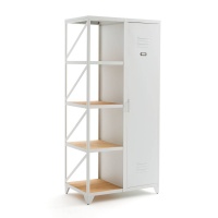 Шкаф-стеллаж С 1 дверцей из металла и сосны покрытой олифой Hiba единый размер белый LA REDOUTE INTERIEURS  фото, kupilegko.ru